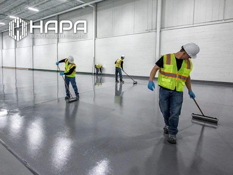 HAPA instalación aplicación de pisos epóxicos industriales para construcción de hospitales bodegas laboratorios edificios gubernamentales plazas